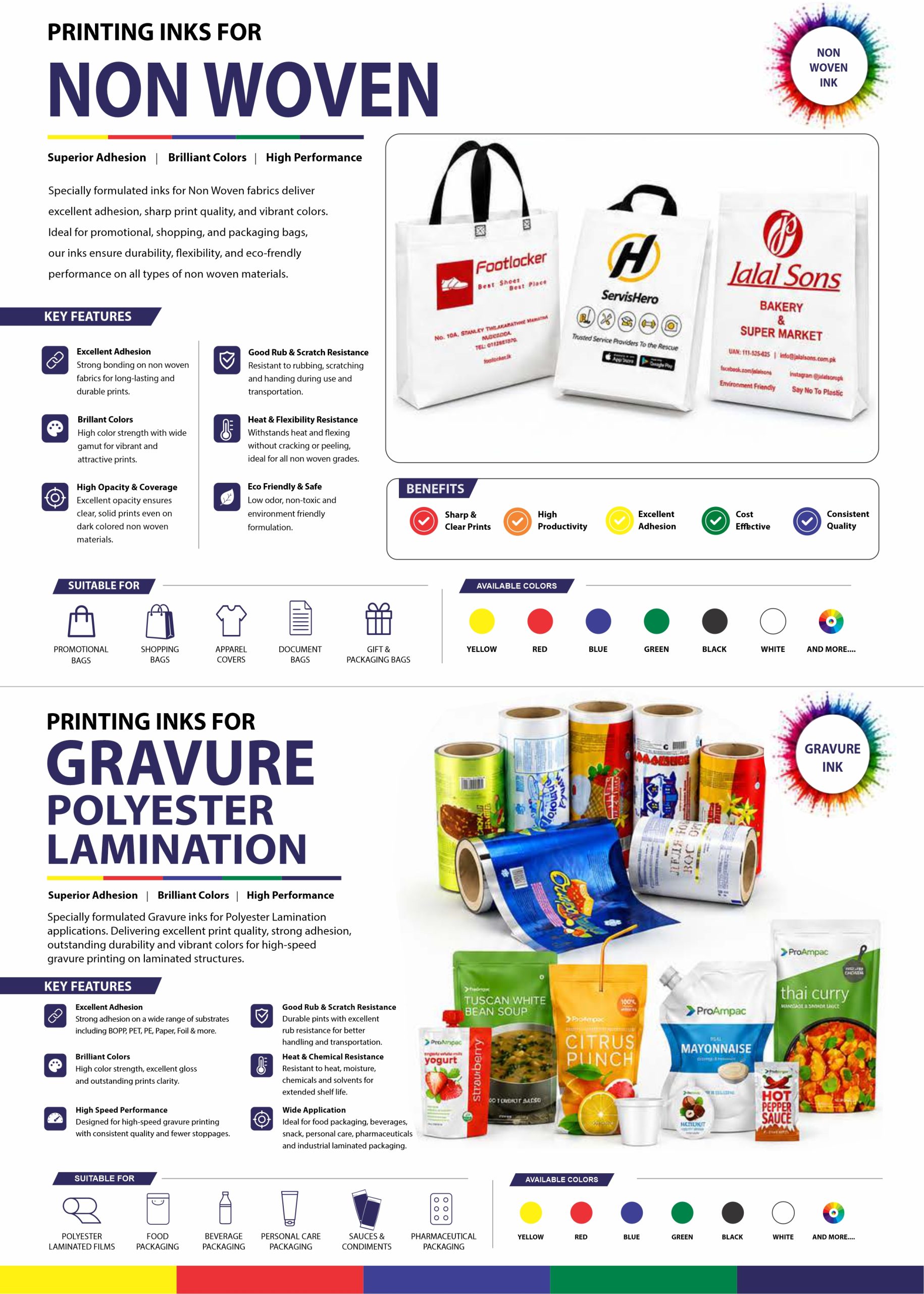 Flexo Pinting inks for Non woven bags and Gravure Polyester lamination printing inks usman colors printing inks lahore pakistan