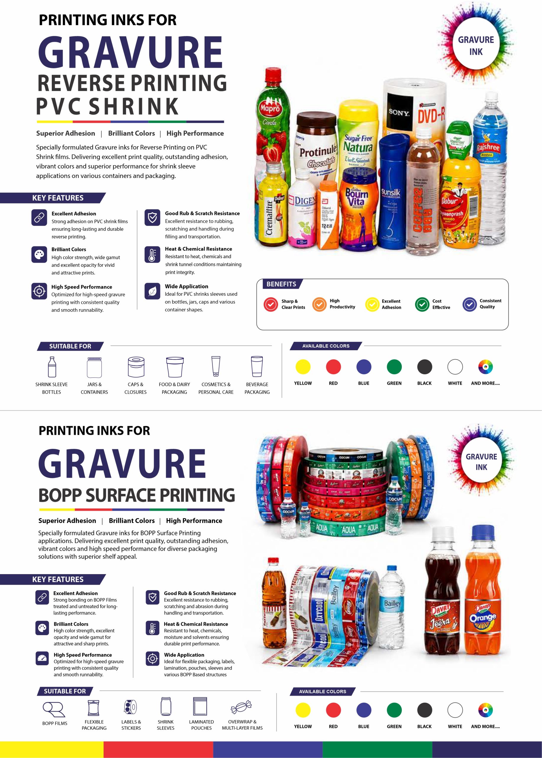 Printing inks for Gravure Reverse Printing Pvc Shrink and Gravure Bopp surface Printing inks usman colors lahore pakistan